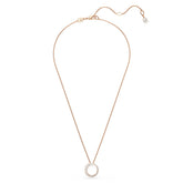 Matrix pendant, Crystal pearl, Round cut, White, Rose gold-tone plated